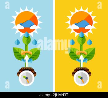 Design piatto concetto natura - la crescita di pianta. Può essere utilizzato per il banner web, materiali stampati Illustrazione Vettoriale