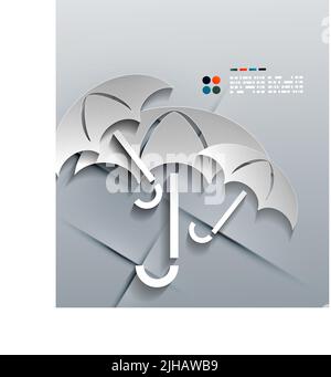 Vettore 3d carta ombrello dal design moderno Illustrazione Vettoriale