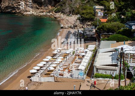 Mala Beach club nella Costa Azzurra vicino a Cap d'Ail Foto Stock