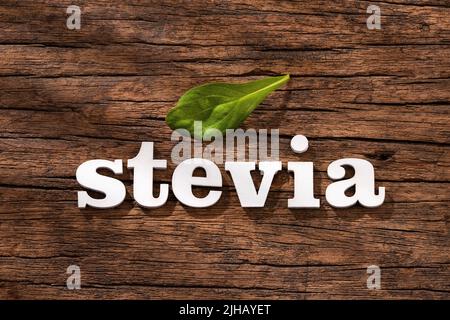 Foglia verde della pianta di stevia - Stevia rebaudiana. Foto Stock