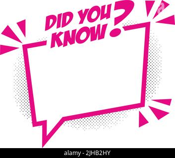 Fumetto divertente per copiare il testo. Sapevate che Web banner idea box, citazione per fatto interessante. Vettore su sfondo trasparente Illustrazione Vettoriale