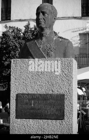 Statua Re Juan Carlos i, Marbella, provincia di Malaga, Spagna. Foto Stock