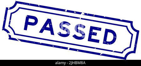 Grunge blu passò parola gomma sigillo timbro su sfondo bianco Illustrazione Vettoriale