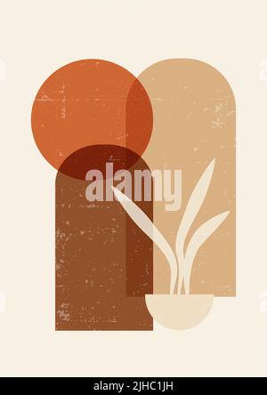 Poster astratto minimalista con illustrazione in terracotta Illustrazione Vettoriale