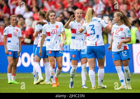 SHEFFIELD - i giocatori dei Paesi Bassi festeggiano la vittoria durante la partita UEFA Women's EURO England 2022 tra Svizzera e Paesi Bassi allo stadio Bramall Lane il 17 luglio 2022 a Sheffield, Regno Unito. ANP GERRIT VAN COLOGNE Foto Stock