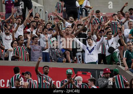 San Paolo, Brasile. 17th luglio 2022. SP - Sao Paulo - 07/17/2022 - BRASILIANO A 2022, SAO PAULO X FLUMINENSE - Fluminense tifosi durante una partita contro Sao Paulo allo stadio Morumbi per il campionato brasiliano A 2022. Foto: Guilherme Drova/AGIF/Sipa USA Credit: Sipa USA/Alamy Live News Foto Stock