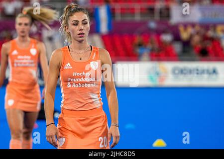 TERRASSA, SPAGNA - LUGLIO 17: Laura Nunnink dei Paesi Bassi prima della FIH Hockey Women's World Cup 2022 finale tra Paesi Bassi e Argentina all'Estadi Olímpic de Terrassa il 17 Luglio 2022 a Terrassa, Spagna (Foto di Patrick Goosen/Orange Pictures) Foto Stock