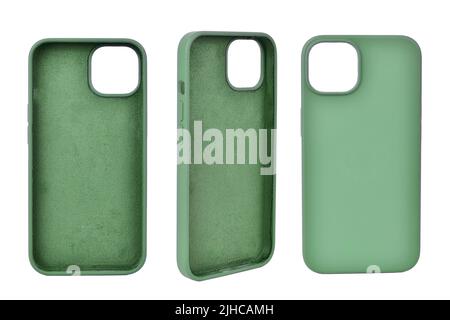 Custodia in silicone per iphone isolata su sfondo bianco con percorso di ritaglio Foto Stock