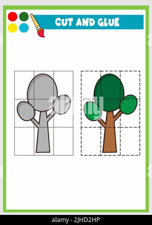 tagliare e incollare gli alberi Illustrazione Vettoriale