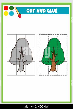 tagliare e incollare gli alberi Illustrazione Vettoriale