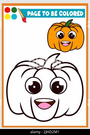 libro da colorare per i bambini zucche cute Illustrazione Vettoriale