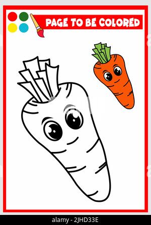 libro da colorare per bambini. vettore carota Illustrazione Vettoriale
