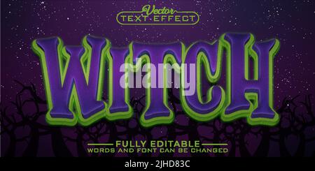 Modello effetto testo modificabile Witch Illustrazione Vettoriale