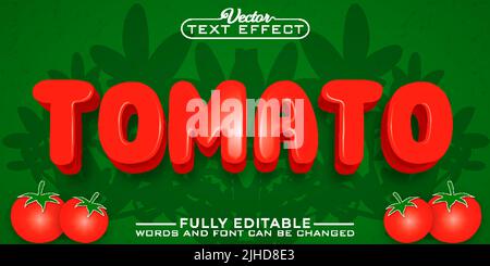 Modello effetto testo vettoriale Editable Tomato Illustrazione Vettoriale