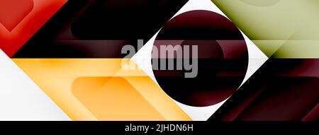 Sfondo astratto minimo quadrato e cerchio. Illustrazione vettoriale dello sfondo del banner Illustrazione Vettoriale