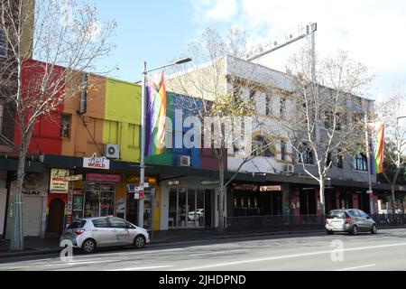 Oxford Street a Sydney, Australia, conosciuta come la zona con molte persone LGBT. Foto Stock