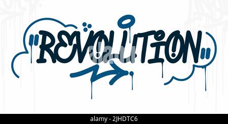 Astratto Hip Hop scritto a mano Urban Street Art Graffiti stile Word Revolution Vector Illustration Template Illustrazione Vettoriale