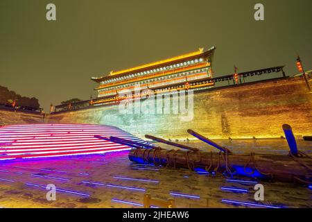 Yongning Gate Torre della freccia, Ming Dynasty City Wall, Xi'an, Cina. Foto Stock