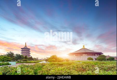 Pagoda nel Parco storico Nazionale delle Dinastie sui e Tang, Luoyang, Henan, Cina Foto Stock