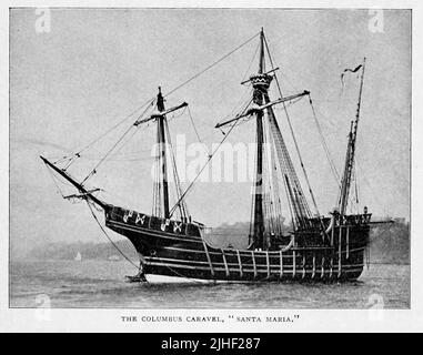 Il Columbus Caravel 'Santa Maria' dall'articolo LE NAVI DA GUERRA PIÙ NUOVE DELLA MARINA DEGLI STATI UNITI da Lieutenant W. H. Jaques, U. S. N. da fabbrica e gestione industriale Magazine Volume 6 1891 Editore New York [ecc.] McGraw-Hill [ecc.] Foto Stock