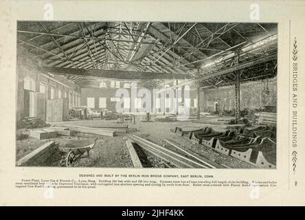 Centrale elettrica, Lynn gas & Electric Co. Lynn Massachusetts ponti ed edifici progettati e costruiti dalla Berlin Iron Company, East Berlin, Connecticut, USA World's Columbian Exposition Chicago 1893 dalla rivista Factory and Industrial Management Magazine Volume 6 1891 Publisher New York [ecc.] McGraw-Hill [ecc.] Foto Stock