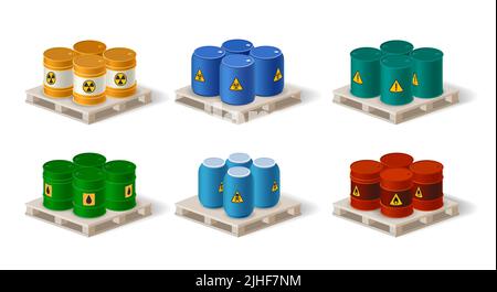 Barili chimici isometrici Illustrazione Vettoriale