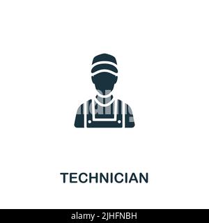 Icona del tecnico. Icona del servizio auto monocromatico a linea semplice per modelli, web design e infografiche Illustrazione Vettoriale