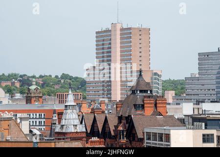 Vista a nord dal tetto del Pearl Assurance Building a Nottingham City, Nottinghamshire Inghilterra UK Foto Stock