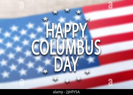 Felice il Columbus day banner, american sfondo patriottico Foto Stock