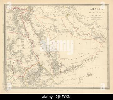 ARABIA. Haj rotte. Deba/Dubai Abothubi/Abu Dhabi. 'Costa dei pirati'. Mappa SDUK 1851 Foto Stock