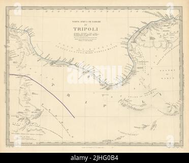 AFRICA SETTENTRIONALE DI BABRBARY IV. TRIPOLI. Libia. Golfo di Sidra Sirte. Mappa SDUK 1851 Foto Stock