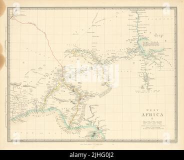 AFRICA OCCIDENTALE II. NIGERIA. Crepuscolo di Benin-Lago Chad. Yariba Houssa. Mappa SDUK 1851 Foto Stock