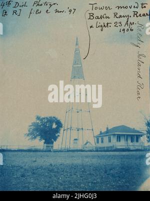 Delaware - Reedy Island. Stazione delle luci posteriori Reedy Island Range, Delaware. La torre si è trasferita alla Baker Range Rear & Light, 23 aprile 1906. Foto Stock