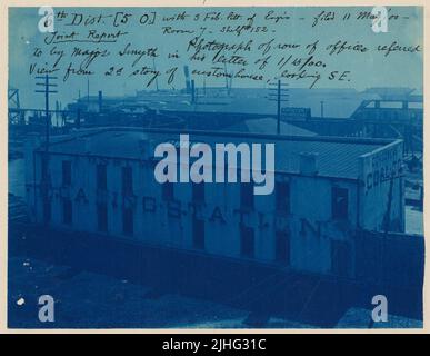 South Carolina - Charleston Depot. Charleston Depot, South Carolina. Fotografia di fila di uffici cui fa riferimento il maggiore Smito nella sua lettera del 1-15-1900. Vista da 2nd piani di casa personalizzata, cercando se. Foto Stock