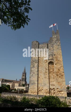 Tour Du Roy Tower castel daou rey, ta Square ower del Roy che significa la guardia dei re. Conosciuta anche come la torre dei Re a Saint-Émilion Francia Foto Stock