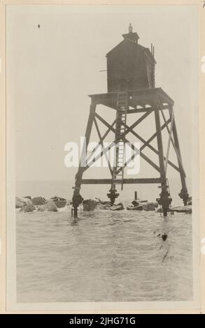 Texas - Galveston. Galveston Jetty Light Station, Texas. Da 40' N. Foto Stock