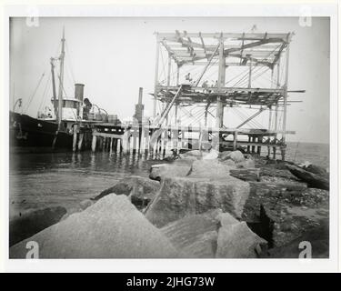 Texas - Galveston. Galveston Jetty Light Station, Texas. Stazione di ripresa a 114 metri ovest. Foto Stock