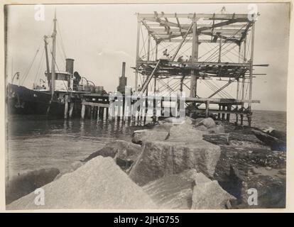 Texas - Galveston. Galveston Jetty Light Station, Texas. Stazione di ripresa a 114 metri ovest. Foto Stock