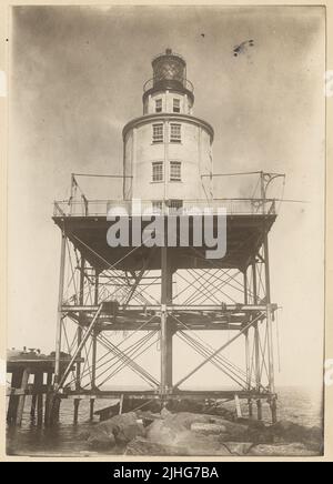 Texas - Galveston. Galveston Jetty Light Station, Texas. Stazione di ripresa 200 piedi Ovest. Foto Stock