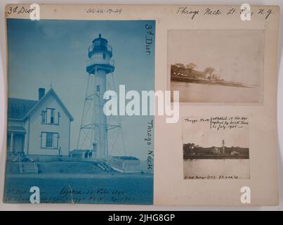 NY - collo della trogs. Throgs Neck Light Station, New York. Eastablished 15 febbraio 1890. Sostituito da mattone torre 25 luglio 1905. Foto Stock