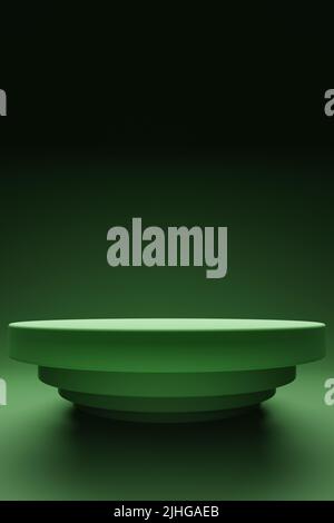 3D podio verde reso di quattro cilindri flottanti per la vostra vetrina dei prodotti. Foto Stock