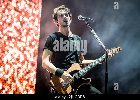 Il frontman di Gojira Joe Duplantier ha suonato dal vivo a Oslo il 17 luglio 2022 Foto Stock