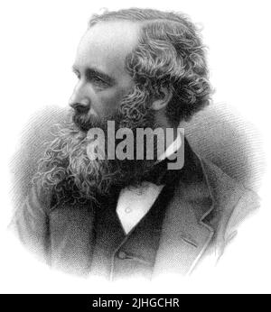 James Clerk Maxwell FRSE FRS (1831–1879) è stato un matematico e fisico teorico scozzese responsabile della teoria classica delle radiazioni elettromagnetiche, che è stata la prima teoria a descrivere l'elettricità, il magnetismo e la luce come diverse manifestazioni dello stesso fenomeno. Maxwell è considerato da alcuni come il Padre della fisica moderna. Foto Stock