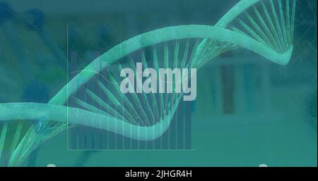 Immagine del filamento di dna e delle equazioni matematiche in laboratorio Foto Stock