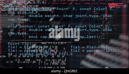 Immagine dell'elaborazione dei dati su sfondo nero Foto Stock