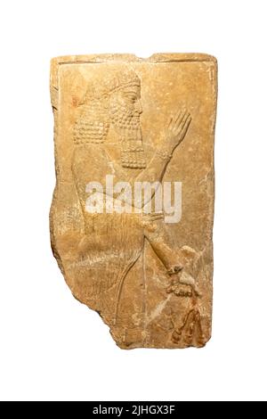 Prete che tiene un germoglio - Relief dal palazzo di Sargon II a Dur-Sharrukin (Khorsabad) - calcare - 8th secolo a.C. Museo dell'Hermitage Foto Stock