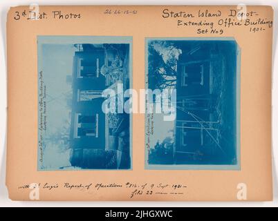 NY - Staten Island. Staten Island Depot. Ampliamento dell'edificio degli uffici, 1901. Estensione all'edificio degli uffici, a sud, guardando verso la terrazza. Foto Stock