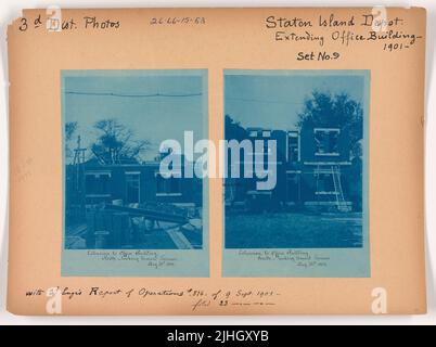 NY - Staten Island. Staten Island Depot. Ampliamento dell'edificio degli uffici, 1901. Estensione al palazzo di uffici, Nord, guardando verso la terrazza, 31 agosto 1901. Foto Stock