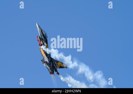 Royal International Air Tattoo, RAF Fairford, Regno Unito. 16 luglio 2022. F-16AM Fighting Falcon della componente pneumatica belga. Foto Stock