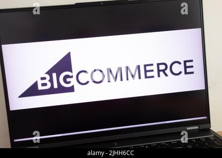 KONSKIE, POLONIA - 18 luglio 2022: Il logo della piattaforma e-commerce BigCommerce viene visualizzato sullo schermo del computer portatile Foto Stock